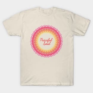 Peaceful Soul Meditation Captions Mandala Illustration Print Design GC-092-19 T-Shirt